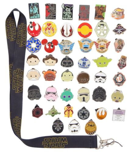 Star Wars Themed Lanyard Starter Set With 5 Disney Park Trading Pins ~ Brand New