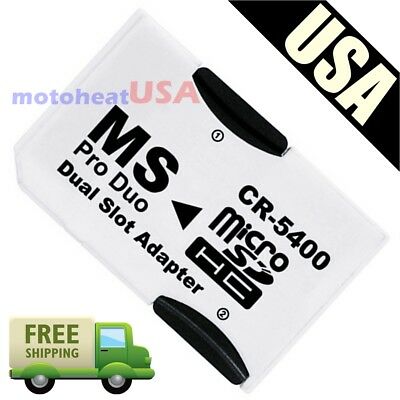 Dual Micro Sd Tf To Memory Stick Ms Pro Duo Psp Card 2 Slot Adapter Converter Ss